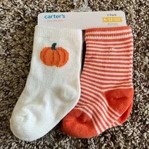 Carters Infant Socks - Fall - Pumpkin - Orange - Size 6-12 months